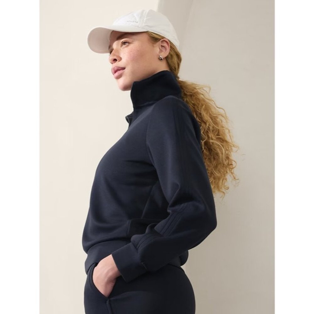 Athleta L Allure 1/4 Zip Sweatshirt Navy Blue Large - Picture 3 of 4